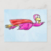 Superroze flamingo met vliegende kaap Whimsical Ar Briefkaart (Voorkant)