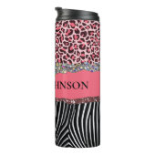 Superroze glitter exotische luipaard thermosbeker (Geroteerd rechts)