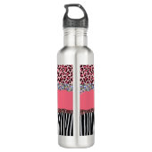 Superroze glitter exotische luipaard waterfles  (Achterkant)