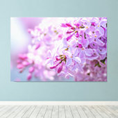 Superroze Lila bloemen Canvas Afdruk (Insitu (Houten vloer))