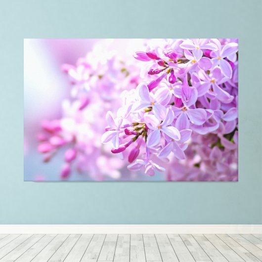 Superroze Lila bloemen Canvas Afdruk (Insitu (Houten vloer))