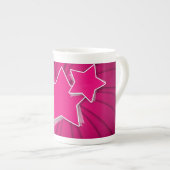 Superroze sterren en wervelachtergrond porselein kop (Voorkant rechts)