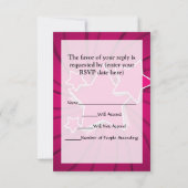 Superroze sterren en wervelachtergrond RSVP kaartje (Achterkant)