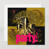 Supersaints party, Fleur de Lis/zwart + goud Kaart (Voorkant / Achterkant)