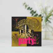 Supersaints party, Fleur de Lis/zwart + goud Kaart (Staand voorkant)