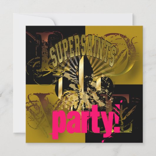 Supersaints party, Fleur de Lis/zwart + goud Kaart (Voorkant)