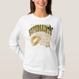 Supersaints, Zwart gouden hartjes/kus Fleur de Lis T-shirt