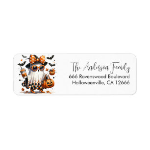 Superschattig Halloween Geest Pompoen Retouradres Etiket