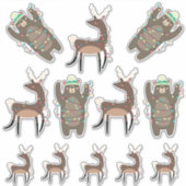 Superschattige Beren en rendierkerst Sticker (Voorkant)