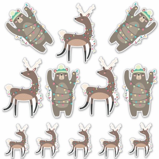 Superschattige Beren en rendierkerst Sticker (Voorkant)