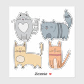 Superschattige CATS-set met 4 laptopstickers Sticker (Vel)