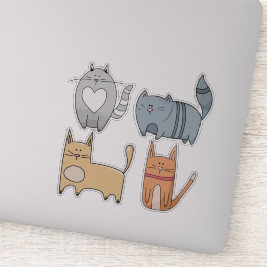 Superschattige CATS-set met 4 laptopstickers Sticker (Detail)