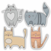Superschattige CATS-set met 4 laptopstickers Sticker (Voorkant)