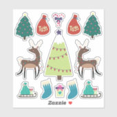 Superschattige gemengde kerstset met deers sticker (Vel)