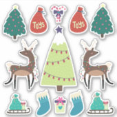 Superschattige gemengde kerstset met deers sticker (Voorkant)
