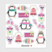 Superschattige gemengde kerstset met pinguïns sticker (Vel)