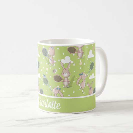 Superschattige gepersonaliseerde tennis, groen koffiemok (Voorkant rechts)