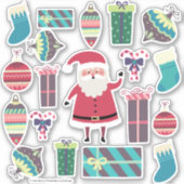 Superschattige kerstman, gemengde kerstset één sticker (Voorkant)