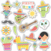 Superschattige Mexicaanse Fiesta-thema Sticker (Voorkant)