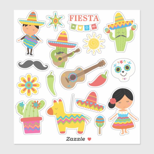 Superschattige Mexicaanse Fiesta-thema Sticker (Vel)