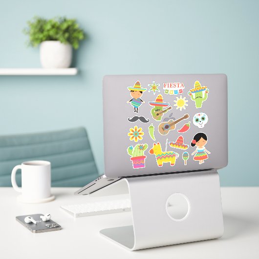 Superschattige Mexicaanse Fiesta-thema Sticker (Laptop op bureau)