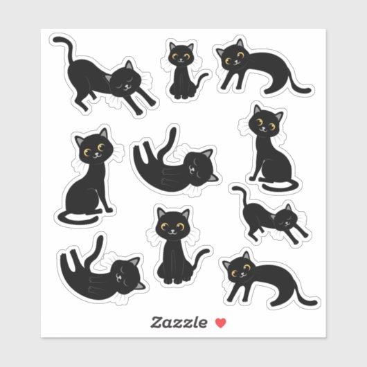 Superschattige zwarte katten sticker (Vel)
