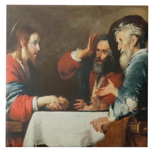 Supersing bij Emmaus (olie op doek) 2 Tegeltje (Voorkant)