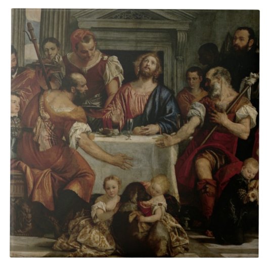 Supersing bij Emmaus (olie op doek) Tegeltje (Voorkant)