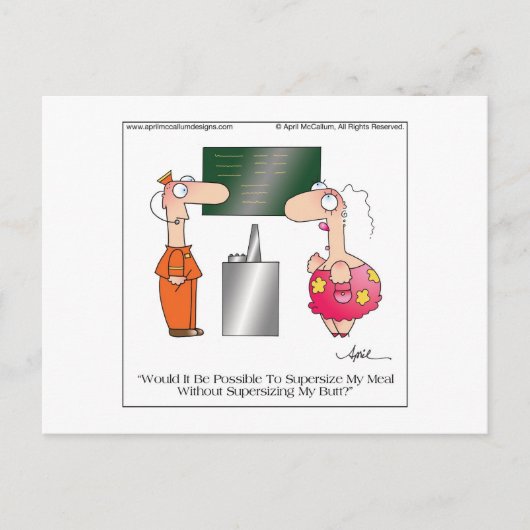 SUPERSIZE ME Briefkaart beroemd gemaakt door April (Voorkant)