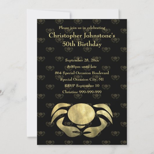 , superslanke goudkrab op zaterdag kaart (Achterkant)