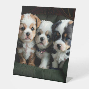 Supersnelle Puppies op de Bank 2 Reclamebord Met Voetstuk
