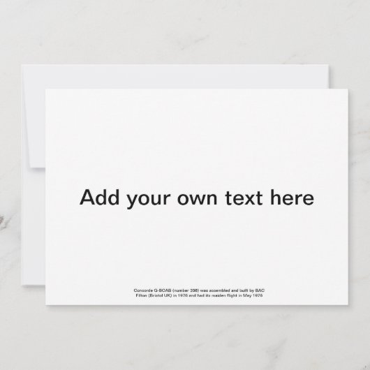 Supersonic Concorde G-BOAB Invitation card Kaart (Achterkant)
