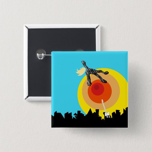 Supersonic Spaceman Eurovision UK SAM Vierkante Button 5,1 Cm (Voorkant /achterkant)