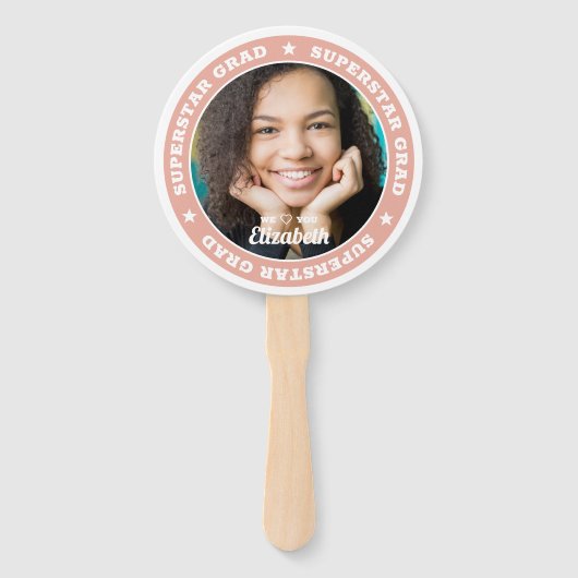 Superstar Afstudeerder Afstuderen Moderne Aangepas Handwaaier (Achterkant)