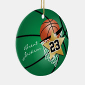 Superstar Autograaf Basketball - Donkergroen Keramisch Ornament (Rechts)