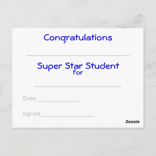 Superstar Briefkaart (Achterkant)