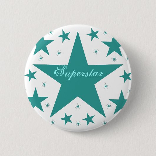 Superstar-Button, Blauwgroen Ronde Button 5,7 Cm (Voorkant)