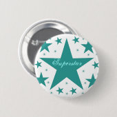 Superstar-Button, Blauwgroen Ronde Button 5,7 Cm (Voorkant /achterkant)