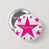 Superstar-Button, roze Ronde Button 5,7 Cm (Voorkant /achterkant)