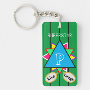 Superstar Cartoon Liefde Monogram Blauw Groen Sleutelhanger