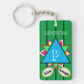 Superstar Cartoon Love Monogram Blauwe Groen Sleutelhanger (Voorkant)