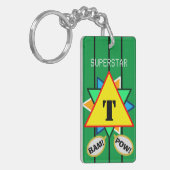 Superstar Cartoon Monogram Geel Groen Sleutelhanger (Voorkant Links)
