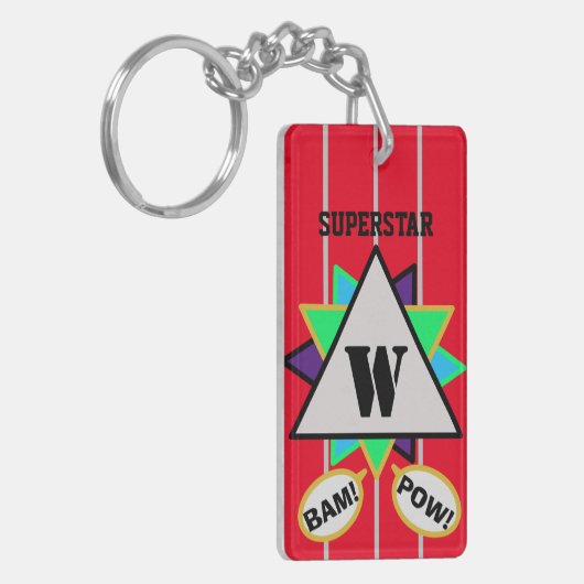 Superstar Cartoon Monogram Rood Zwart Sleutelhanger (Voorkant Links)