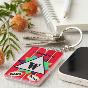 Superstar Cartoon Monogram Rood Zwart Sleutelhanger