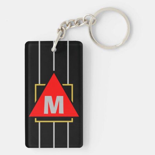 Superstar Cartoon Monogram Zwart Rood Sleutelhanger (achterkant)