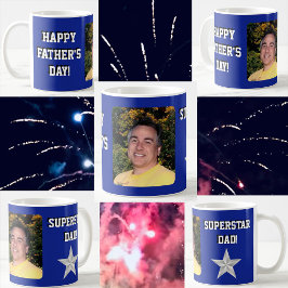 "Superstar Dad" Vaderdag Blauw/Grijs Koffiemok