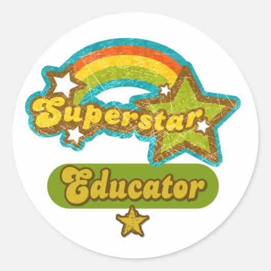 Superstar Educator Ronde Sticker (Voorkant)