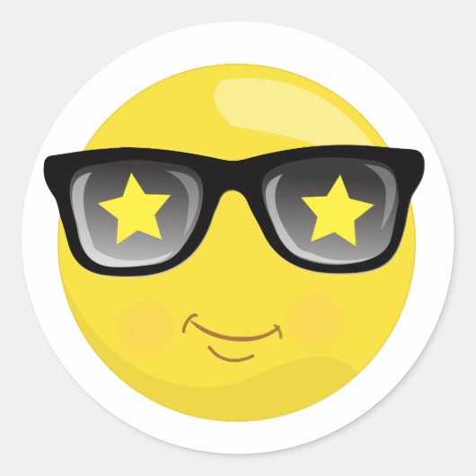 Superstar Gele Emoji-Stickers Ronde Sticker (Voorkant)