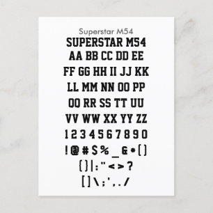 Superstar M54 - voorbeeldvel Zazzle Font Briefkaart