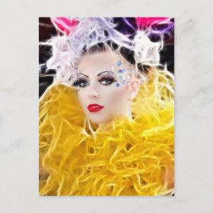 Superstar model in gele jurk briefkaart